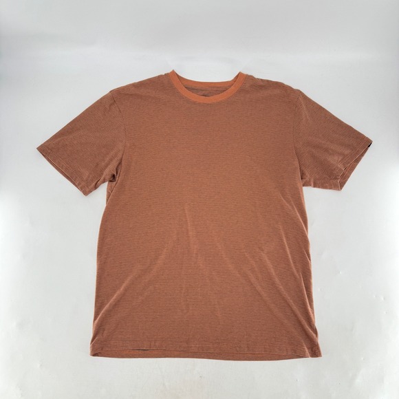 Prana Men's Striped Short Sleeve T Shirt Top Casual Orange Black XL Normcore - Picture 1 of 9